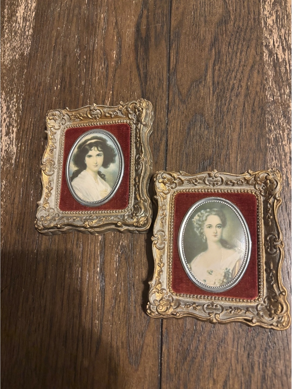 Vintage Mini Cameo Creations Pair Hubak Lady & Mrs Chaplin Plaster Frames